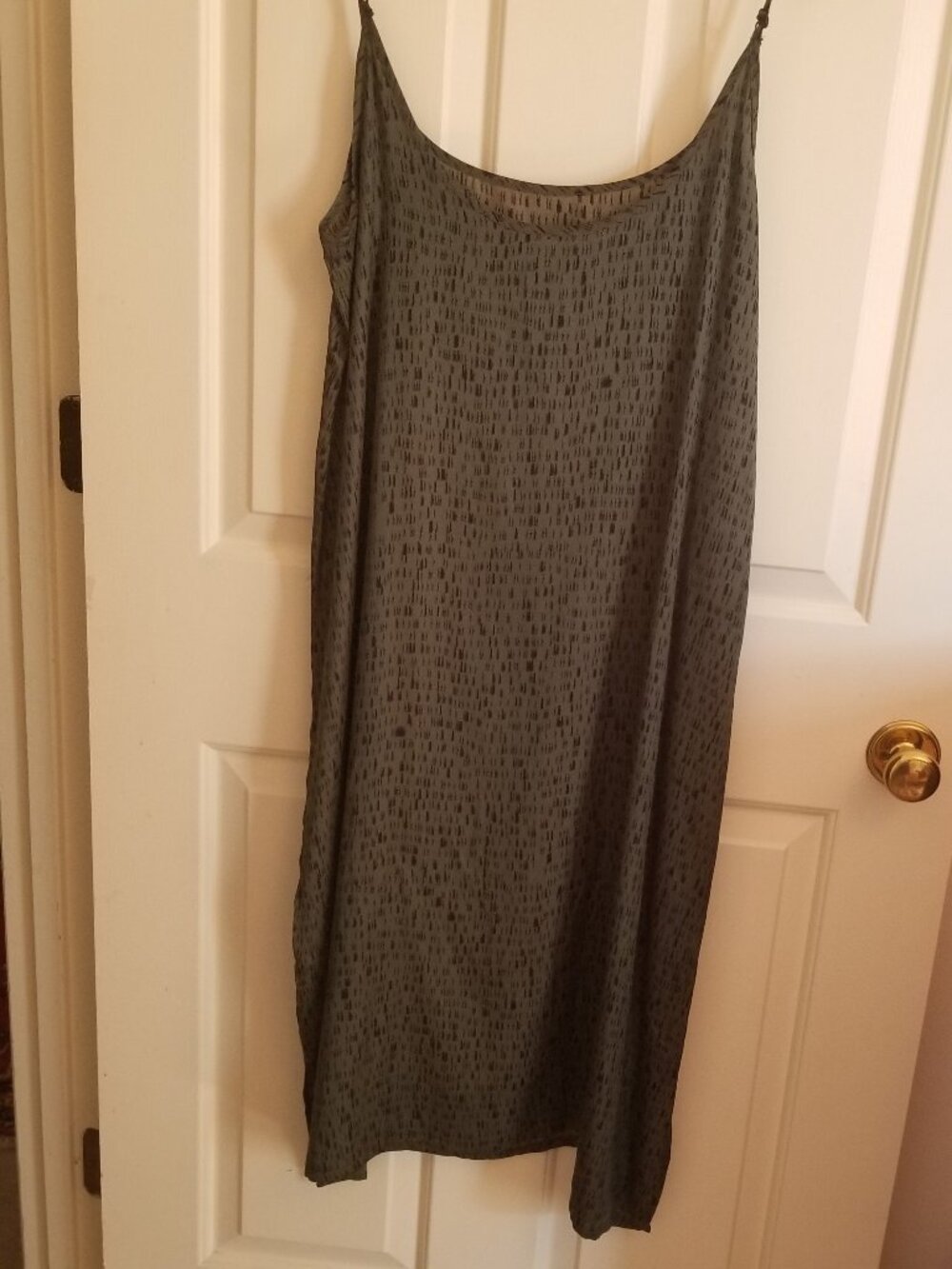 EILEEN FISHER OLIVE GREEN slip dress LARGE